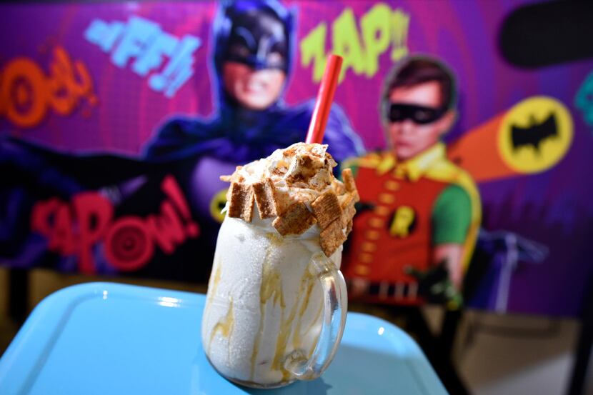 A Toaster Fire milkshake served with vanilla ice cream, Cinnamon Toast Crunch cereal,...