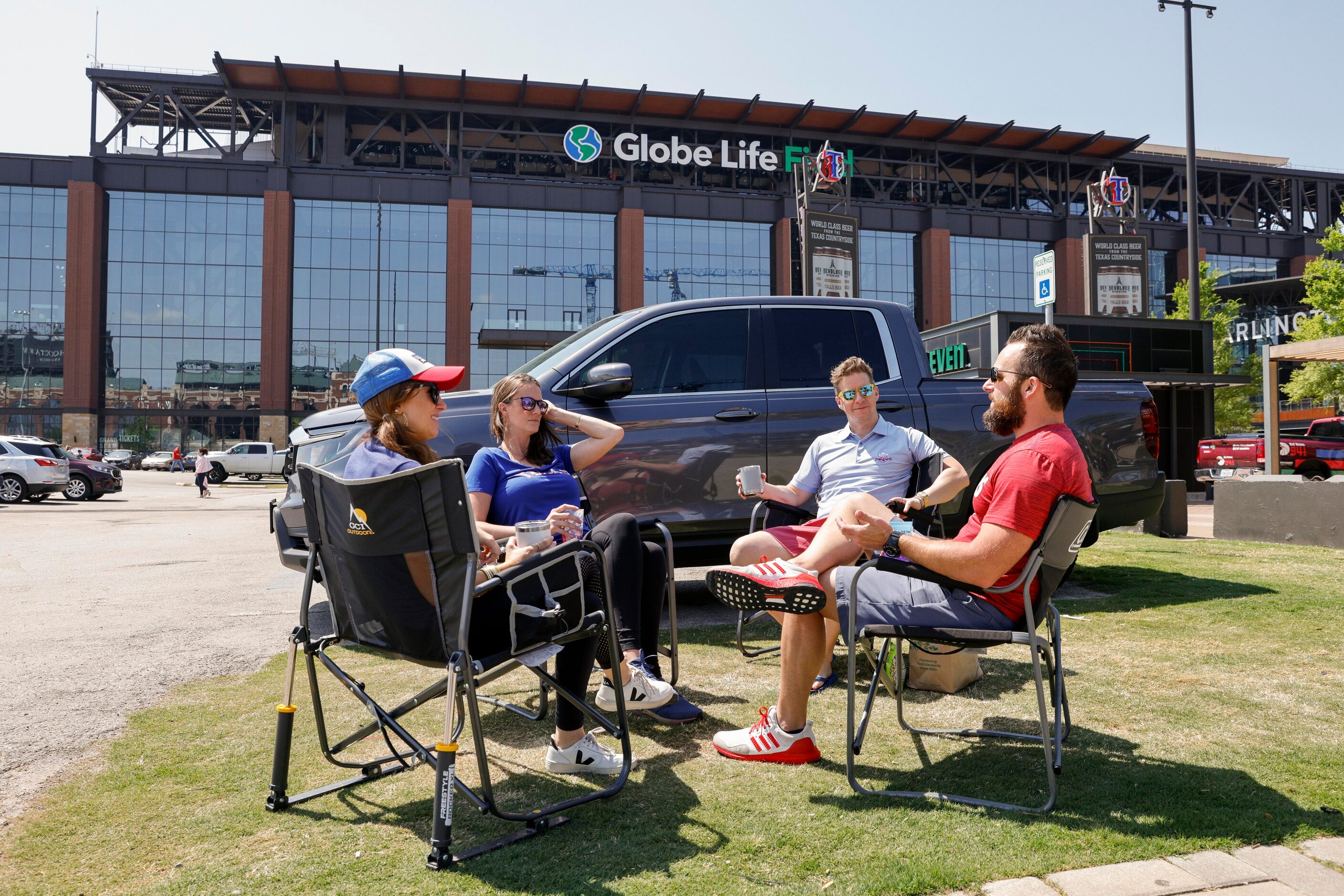 From left, Camille Kruse, Kasie Fox, Trent Kruse and Robby Fox enjoy drinks and snacks...