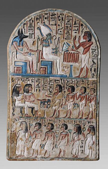 painted sandstone tablet displayed as part of Kimbell Museum's Queen Nefertari’s Egypt exhibit