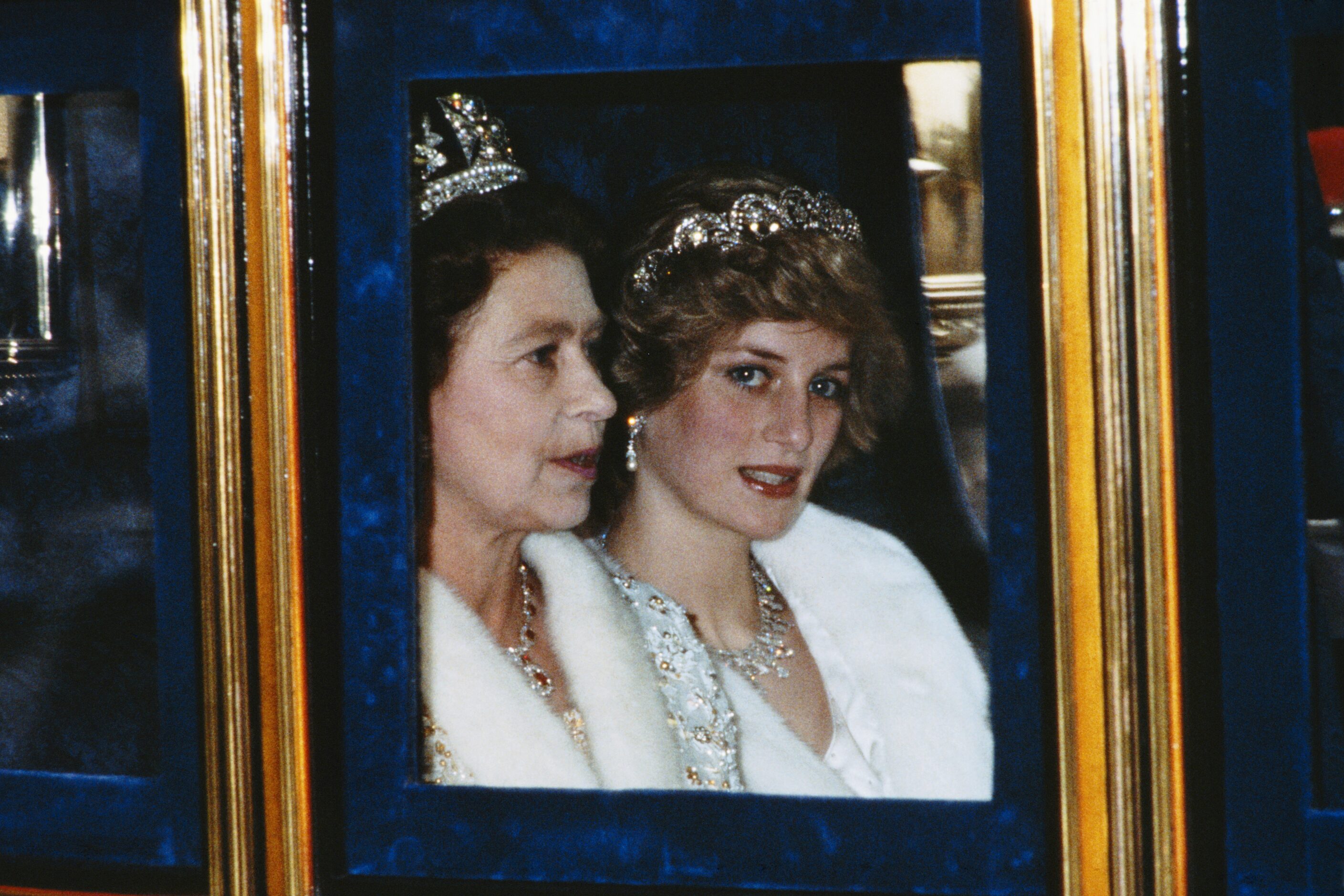 The Princess of Wales and the Queen attend the Opening of Parliament in London, November...