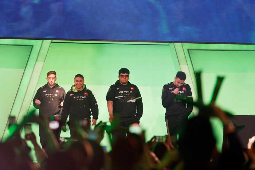 OpTic Texas members (l to r) Seth “Scump” Abner, Anthony “Shotzzy” Cuevas-Castro, Indervir...