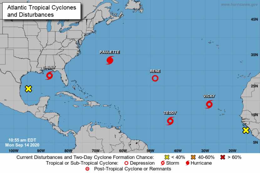 There were seven active tropical systems across the Atlantic Ocean and the Gulf of Mexico on...