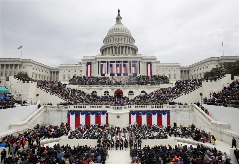 President Donald Trump gives his inaugural address on Jan. 20, 2017 in Washington, D.C....