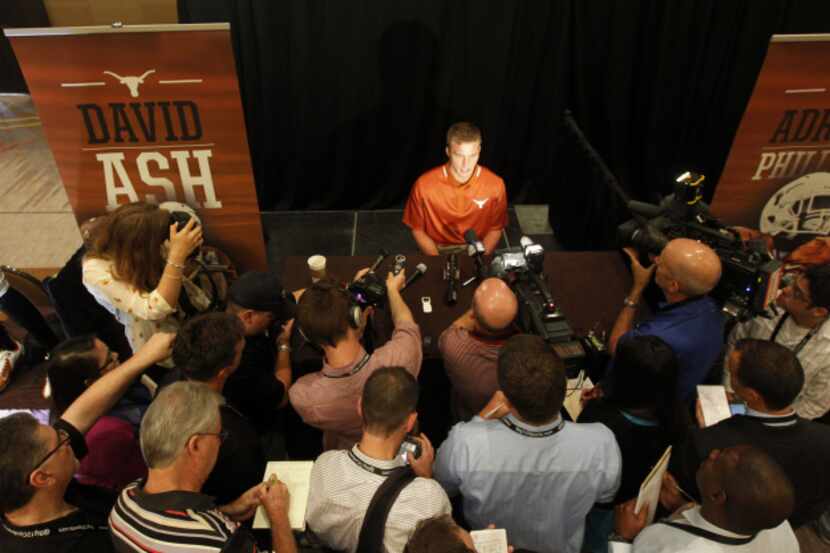 Texas quarterback David Ash, speaks to the media during the Big 12 media days at the Omni...