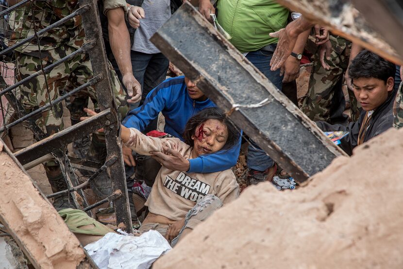 KATHMANDU, NEPAL - APRIL 25: (EDITORS NOTE: Image contains graphic content.) Emergency...