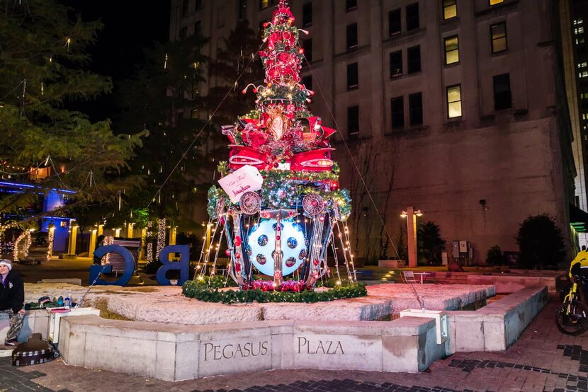 The tree at Pegasus Plaza was part of Downtown Dallas' effort to promote downtown for the...