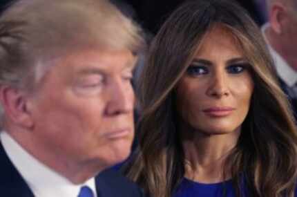  DETROIT, MI - Republican presidential candidate Donald Trump and his wife Melania greet...
