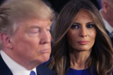  DETROIT, MI - Republican presidential candidate Donald Trump and his wife Melania greet...