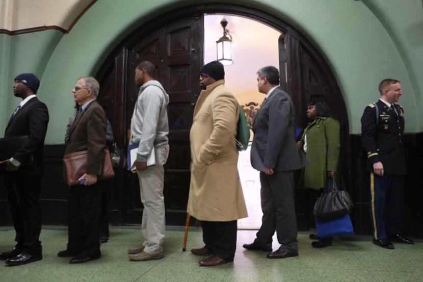 U.S. military veterans arrived for a Hiring Our Heroes job fair last week in New York. Some...