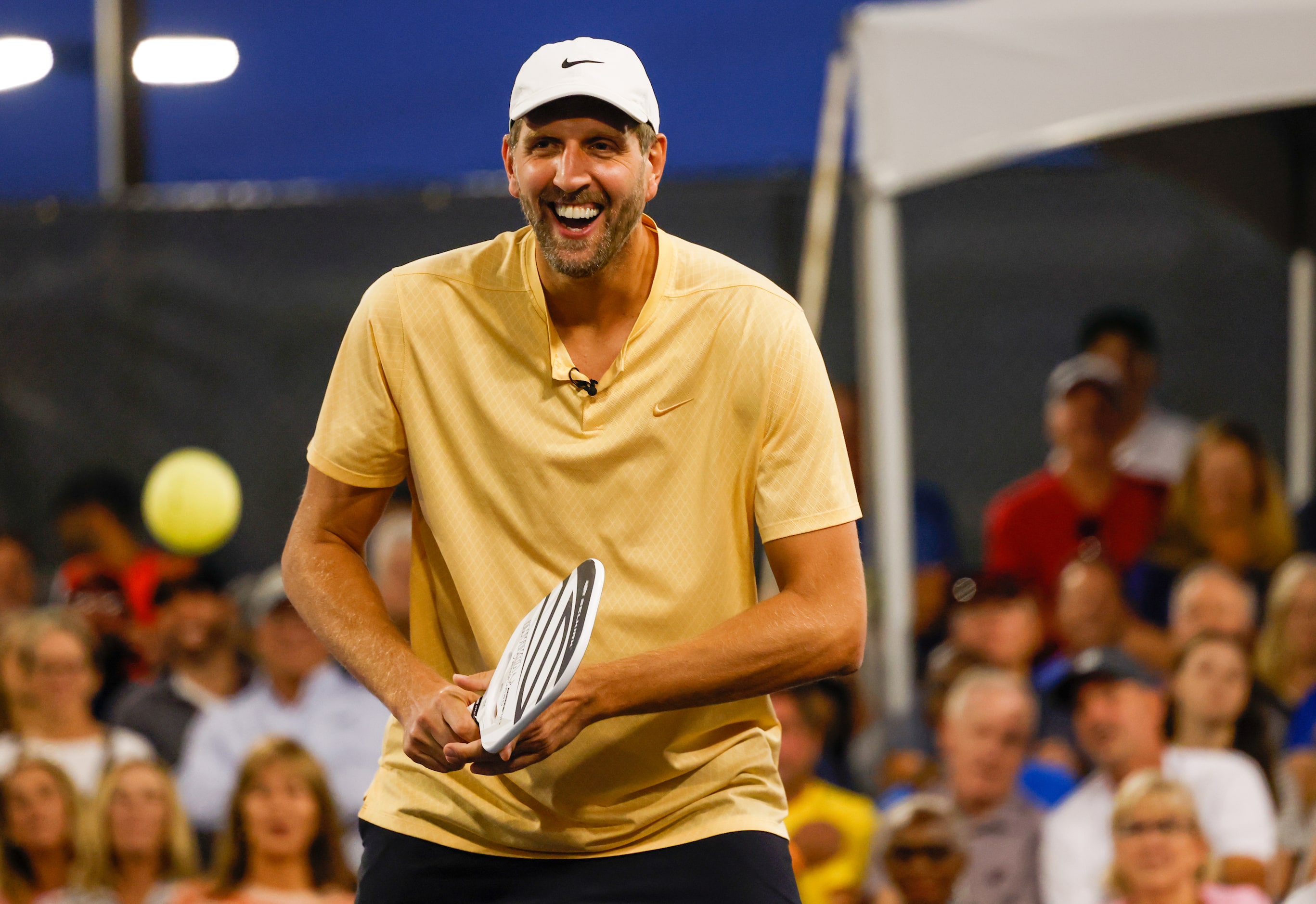 Dirk Nowitzki plays a doubles match of pickleball in the Dick’s Sporting Goods Celebrity...