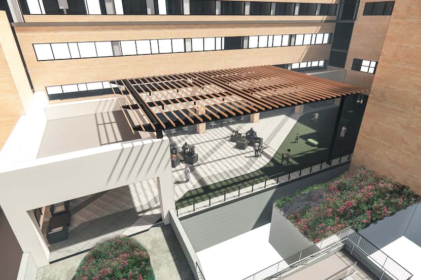 Rendering for a new plaza that's part of the renovation of the Margot Perot Center for Women...
