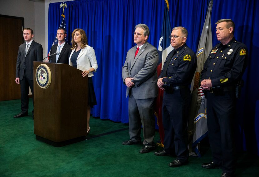 U.S. Attorney Erin Cox announces the Dallas arrest of several members of the Aryan...