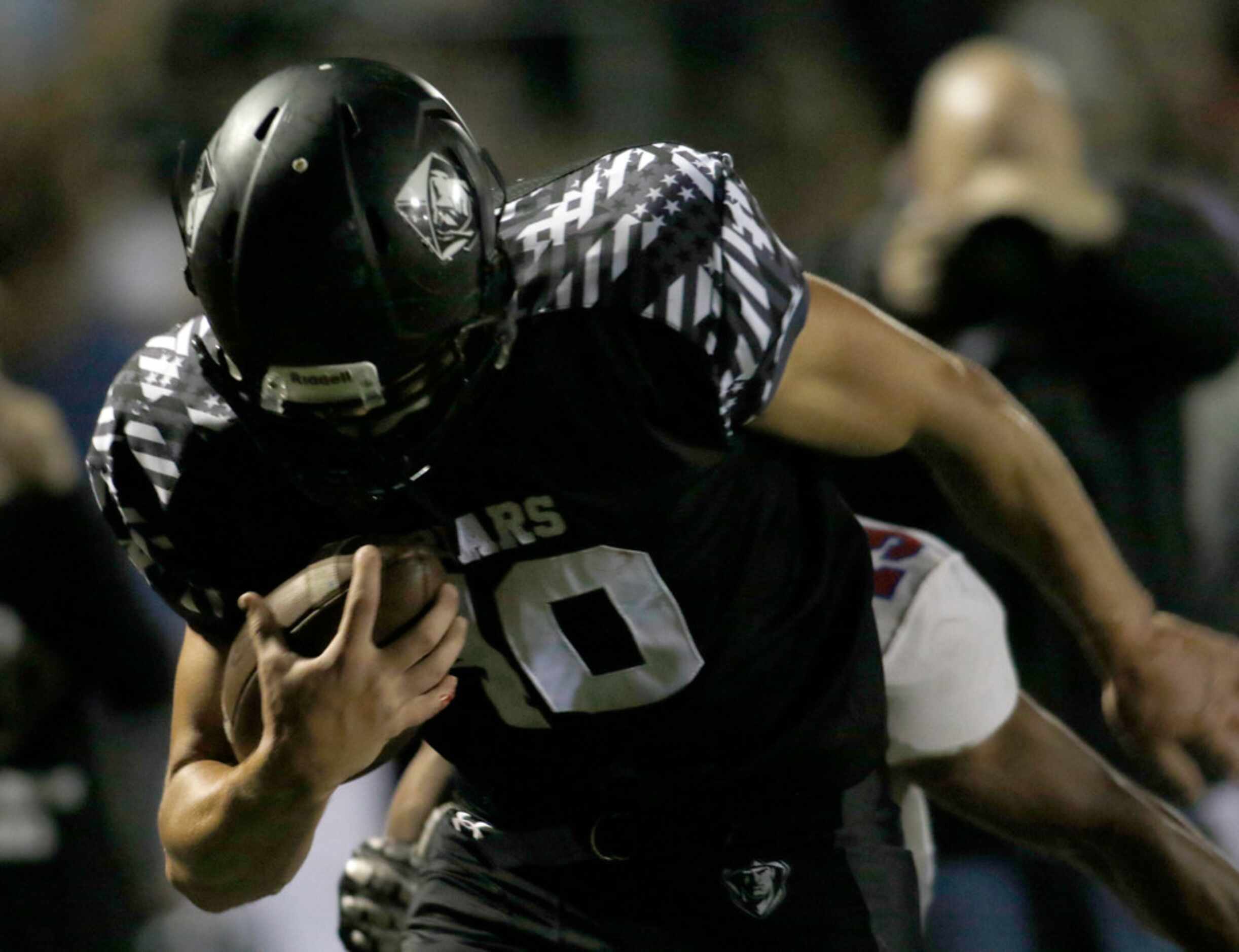 Bishop Lynch receiver Westin Walls (40) powers into the end zone for a receiving touchdown...