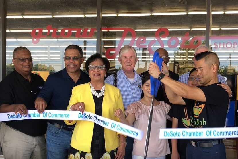 Late Mayor Curtistene McCowan and Mayor Pro Tem Kenzie Moore III are seen welcoming...