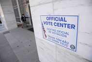 The George L. Allen Sr. Courts Building was a voting center for the Texas primaries on...