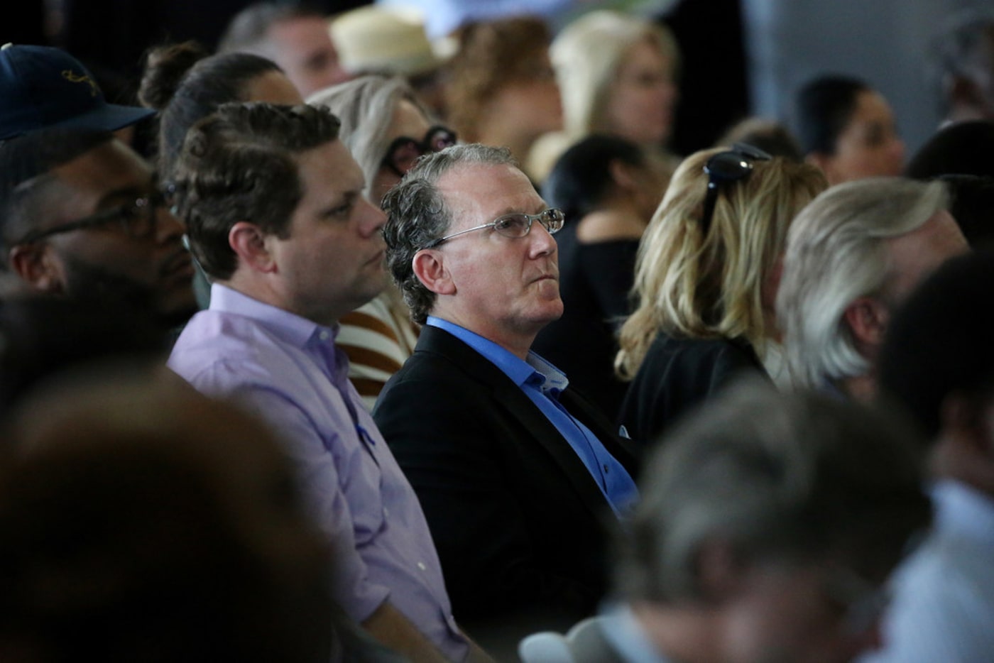 Michael Ablon listens to Dallas Mayor Mike Rawlings speaks at the 2018 GrowSouth Annual...