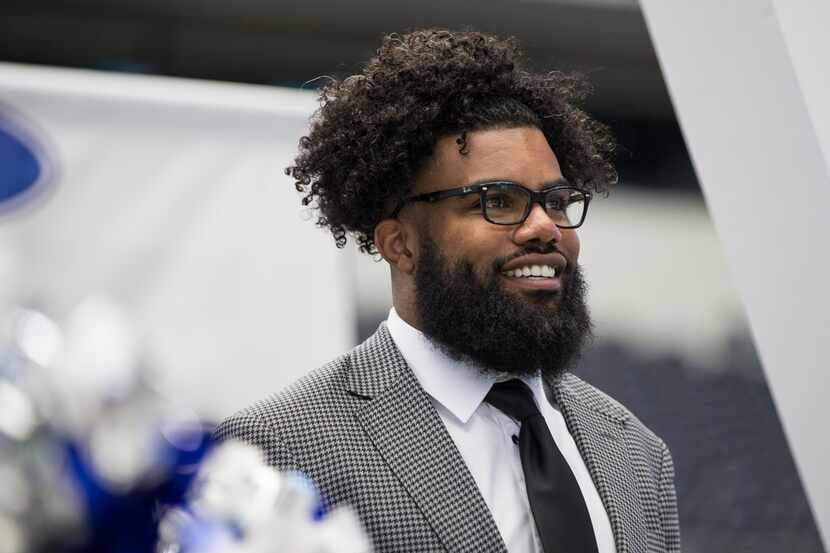 Running back Ezekiel Elliott is introduced during the annual Cowboys Kickoff Luncheon at...