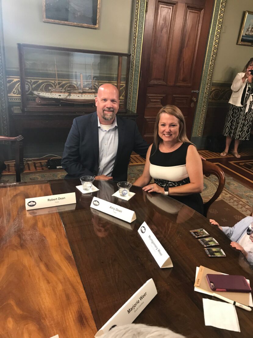 Robert and Amy Dean, of Fort Worth, were among several families to meet with Vice President...