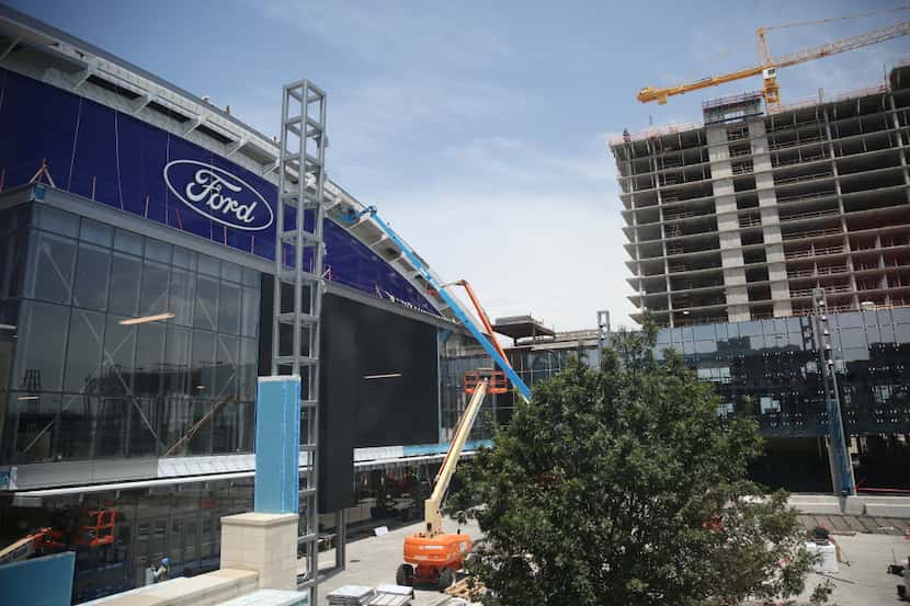 Construction continues on the Ford Center during a tour of The Star, the new headquarters of...