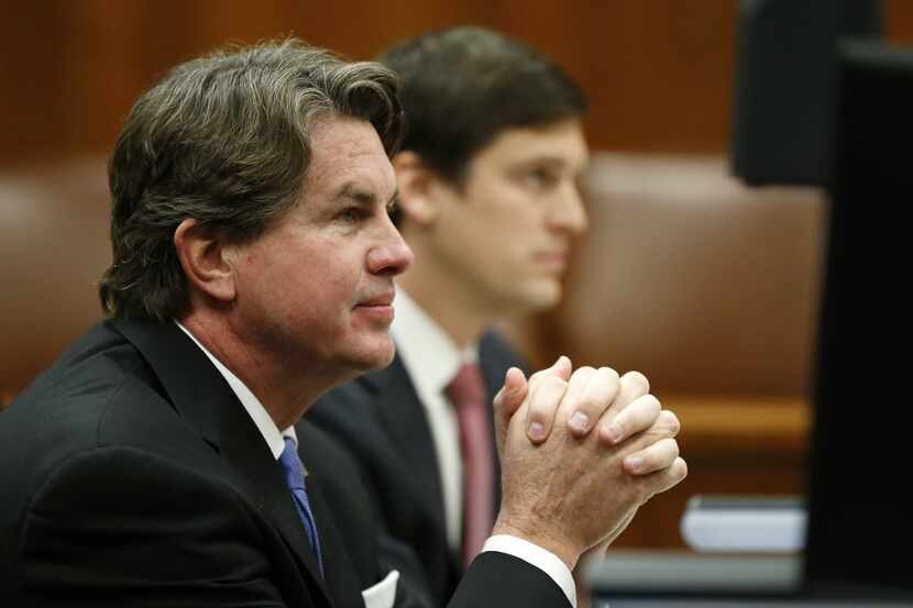 Plaintiff Jeffory Blackard (left) and his attorney Austin Champion listened to Judge Mark...