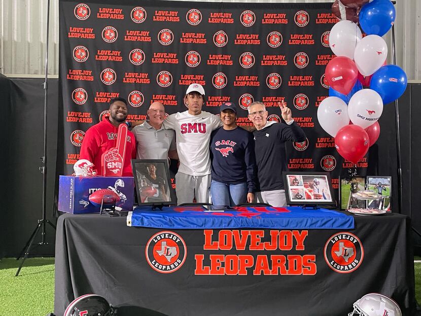 FILE -- Lovejoy's Jayden Lawton announces his commitment to SMU on early signing day.