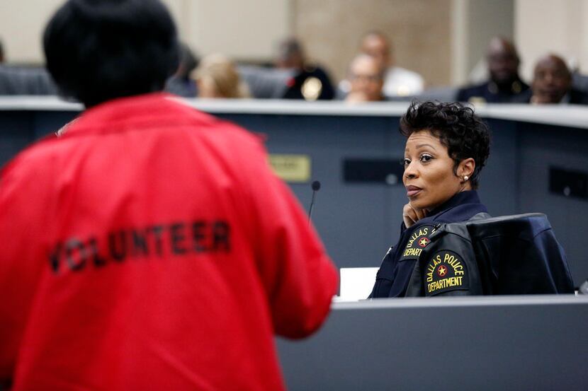 Dallas Police Chief U. Renee Hall (right) listened to the concerns of Camp Wisdom NOW...