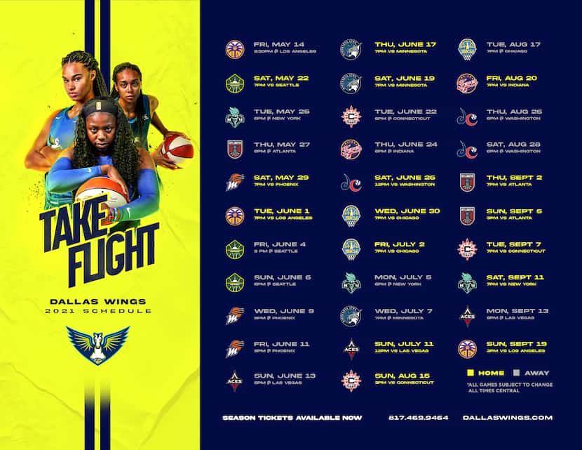 The Dallas Wings 2021 schedule.