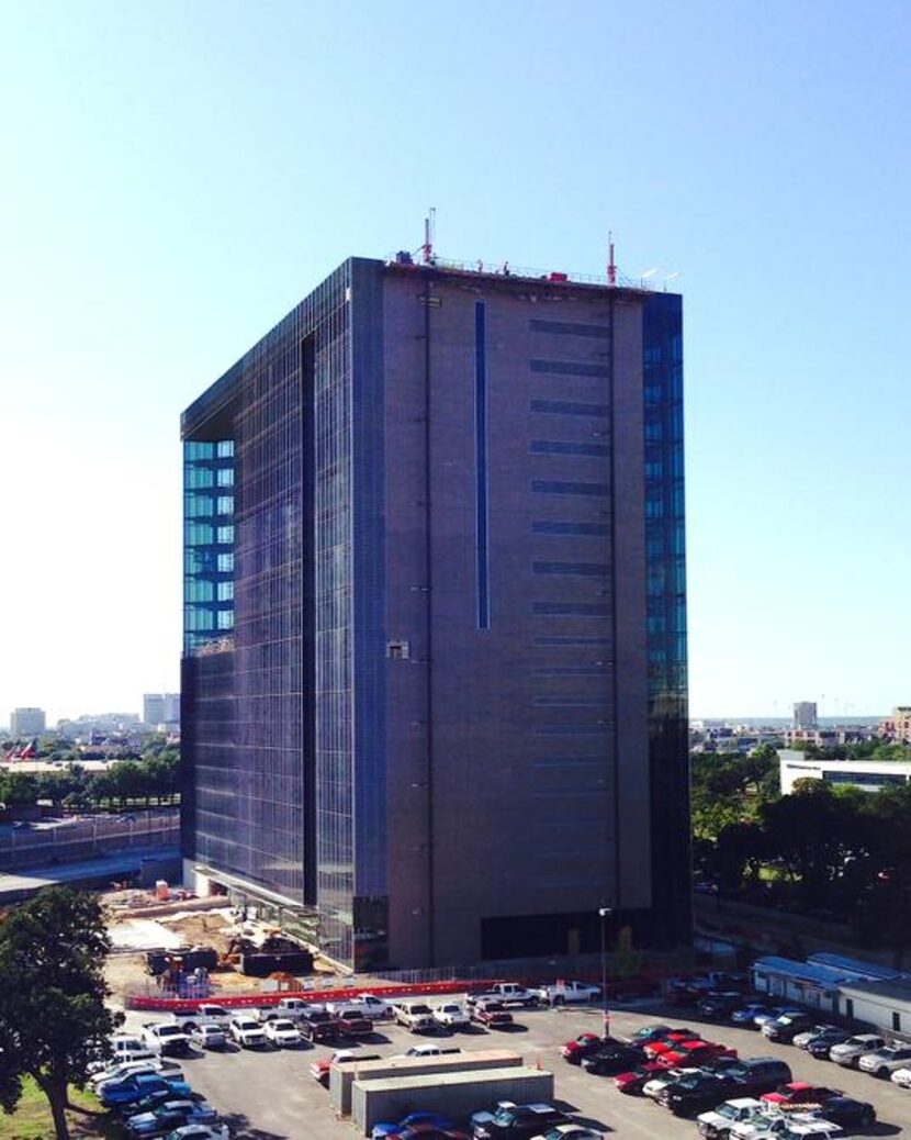 
The exterior of the new Richards Group building on North Central Expressway appears darker...