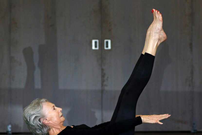 
Ethel LaBranche, 86, leads a beginner Pilates class for cancer patients at the Texas...