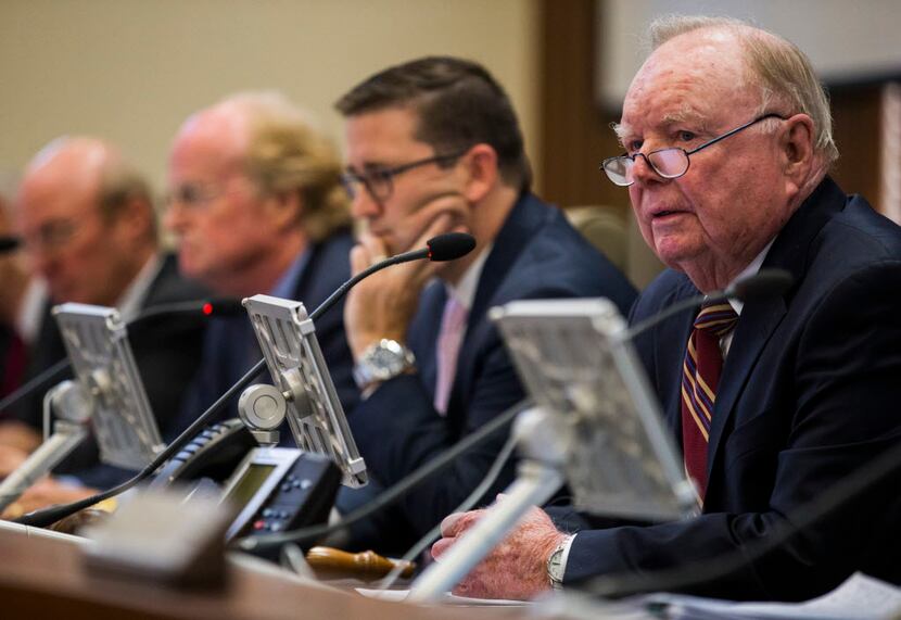 Mayor Olin Lane (right) spoke as he and the University Park City Council considered a...