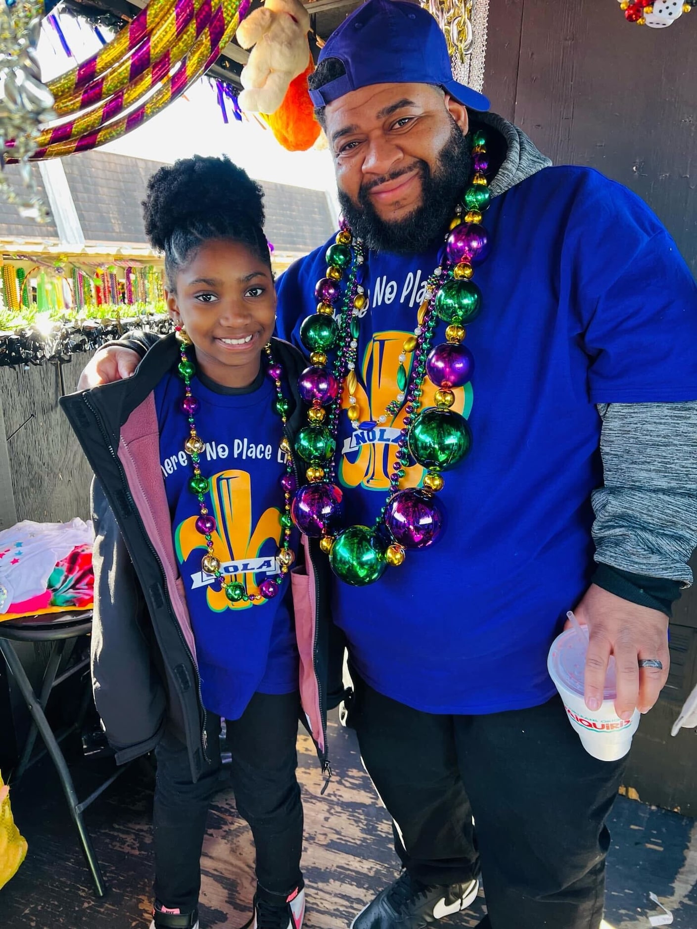 Kailey and Terrell Roussell on a Mardi Gras float. Terrell was a native of Luling, La.