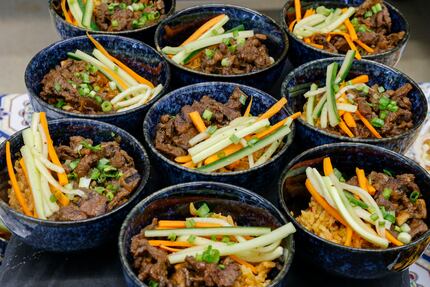 Beef bulgogi kimchi over Near East rice was prepared in Frito-Lay’s R&D Innovation Culinary...