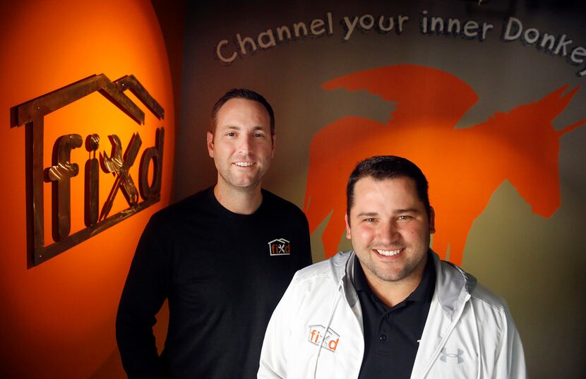 Fixd co-founders Evan Myers (left) and Brandon Bohannan are photographed at their Dallas...