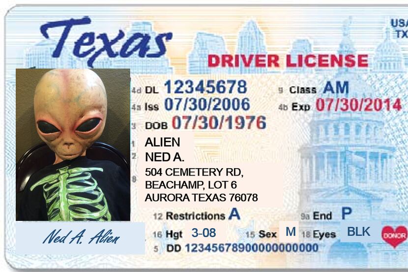 Promoters of the Aurora Alien Encounter made this fake license.