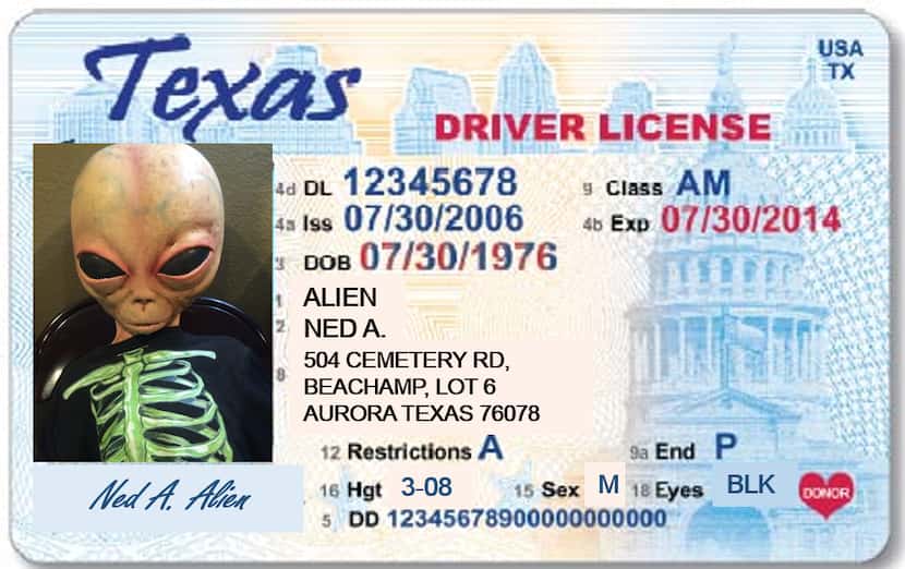Promoters of the Aurora Alien Encounter made this fake license.