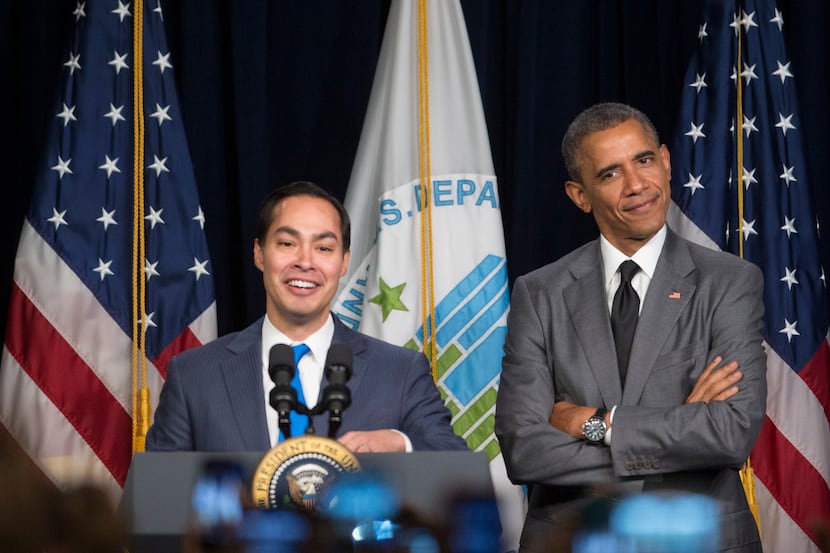 Former President Barack Obama and HUD Secretary Julian Castro spoke at the Department of...