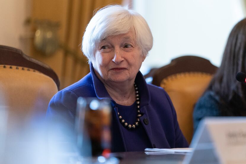 Treasury Secretary Janet Yellen speaks at the Treasury Department in Washington, Jan. 10,...