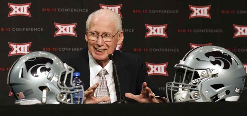 Kansas State University head football coach Bill Snyder answers questions from the news...