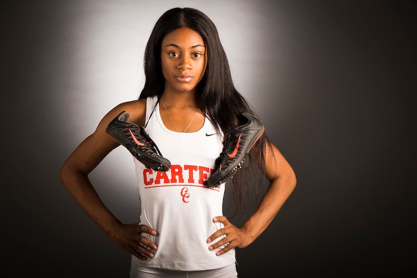 Girls track athlete of the year Sha'Carri Richardson of Carter High School photographed in...