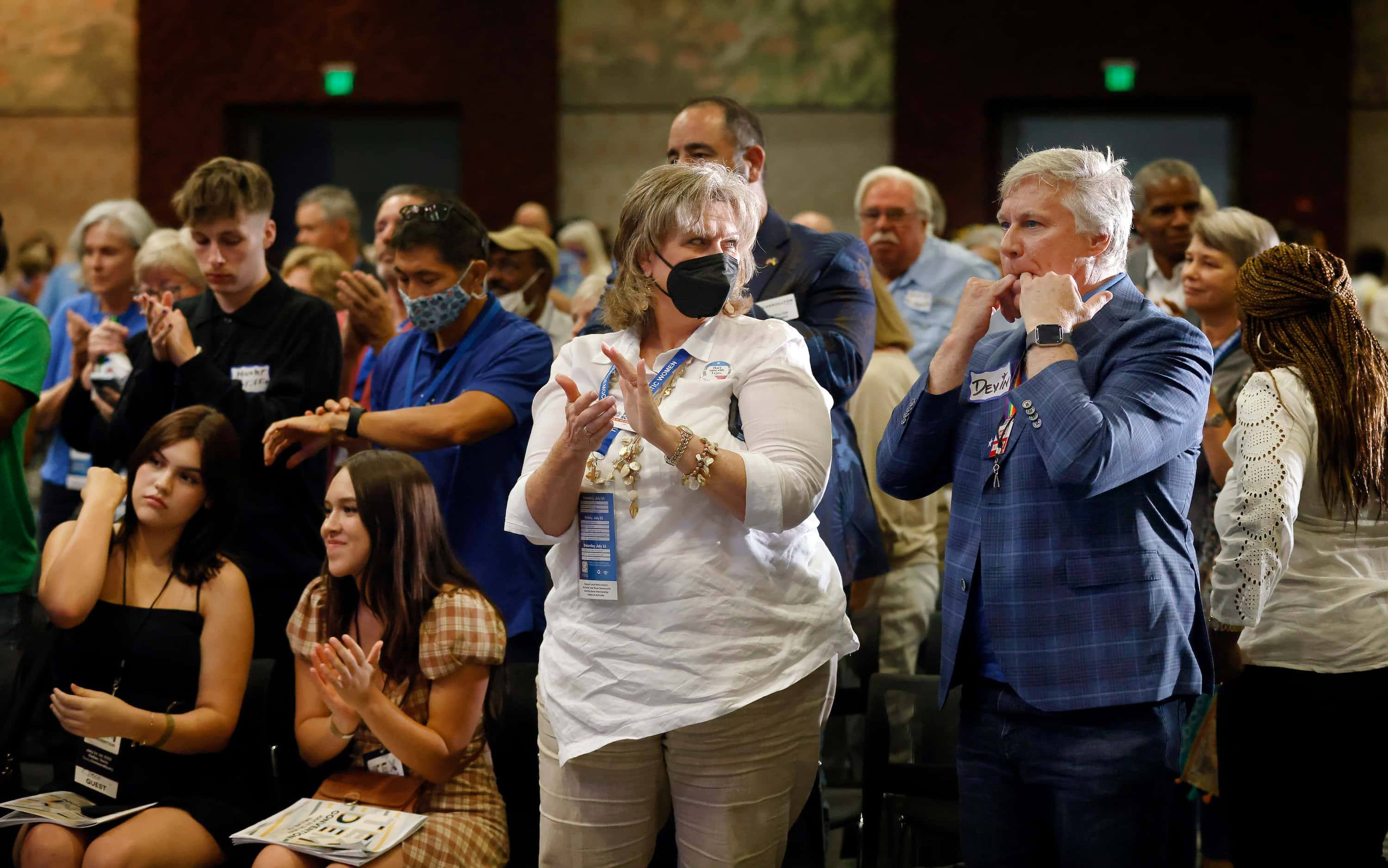 Delegates and guests applaud as the kick-off reception wraps up on Day 1of  the 2022 Texas...