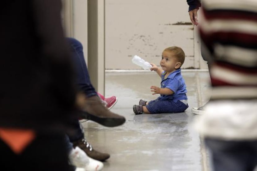 This baby took  a seat at the border protection processing facility in Brownsville in mid-June.