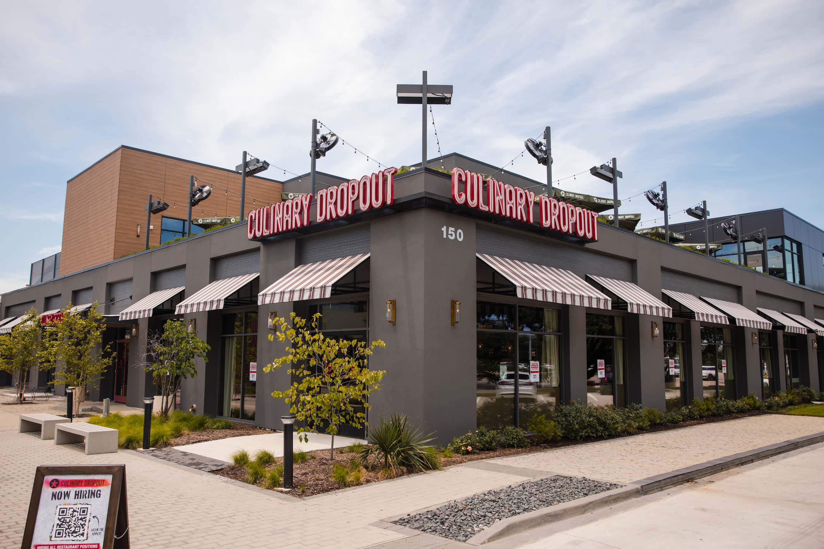 The exterior of Culinary Dropout in the Dallas Design District 