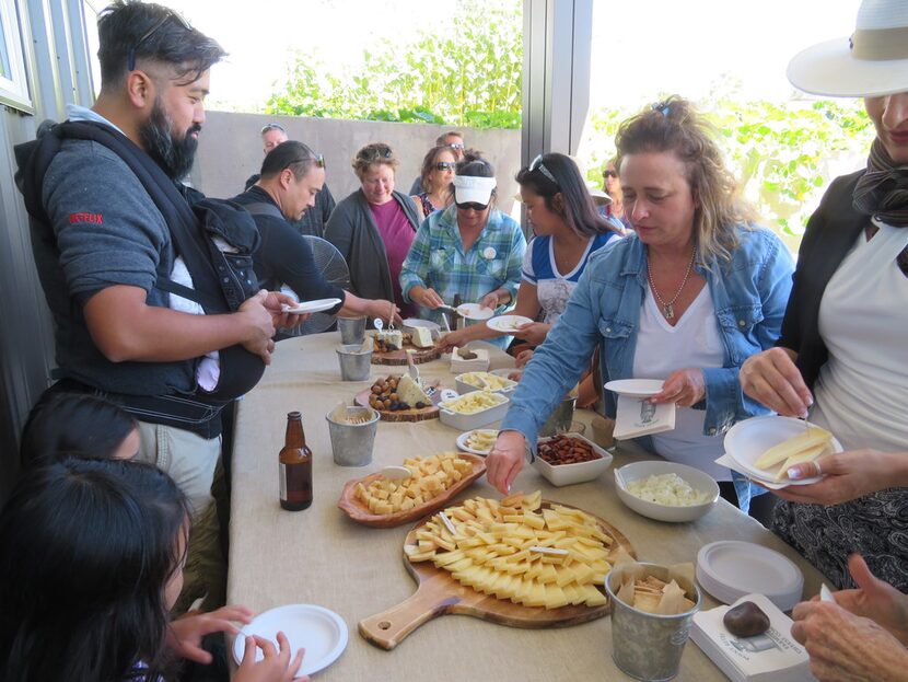 After a tour of Point Reyes Farmstead Cheese Co., visitors get to sample the company's...