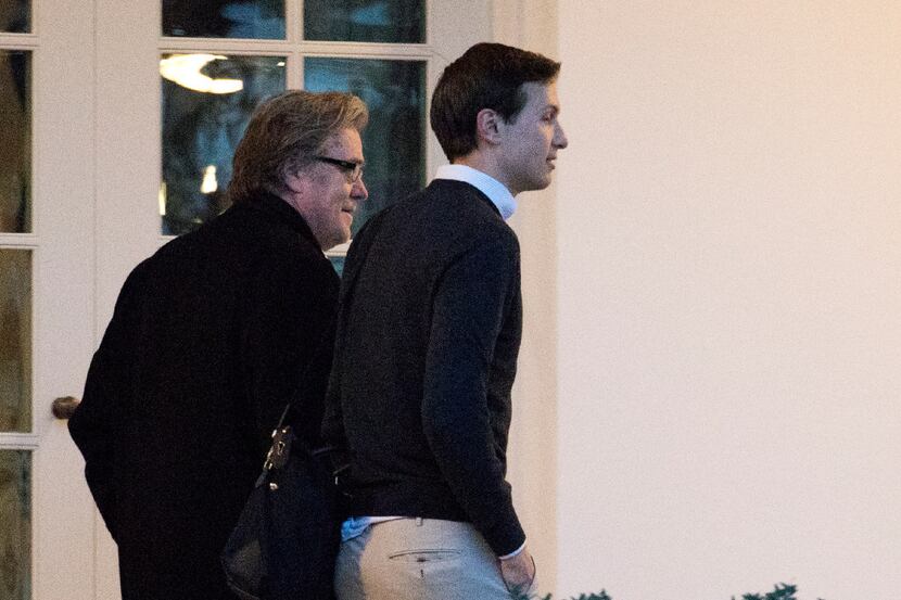 Chief White House Strategist Steve Bannon, left, and President Donald Trump's son-in-law and...