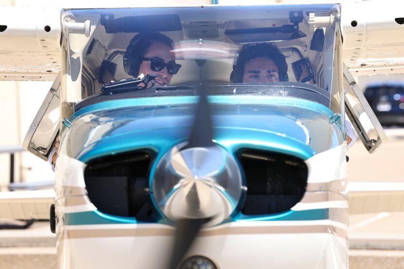 Jose Lopez and brother Nicolas Lopez prepare for takeoff in a plane after Nicolas’...