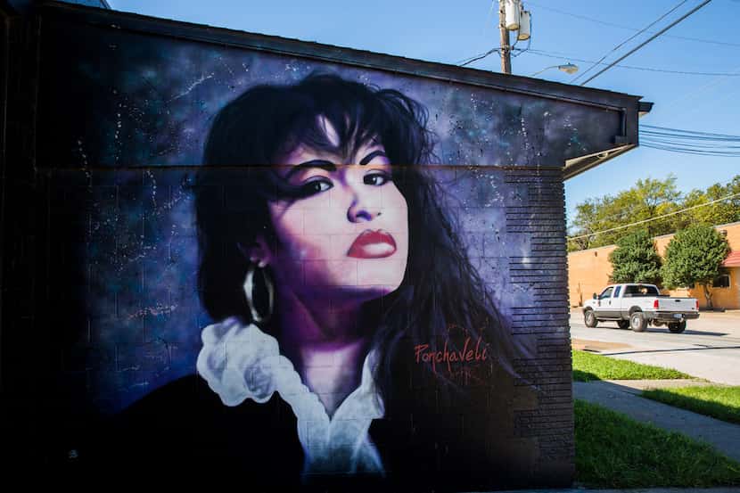 A mural of singer Selena is displayed at 914 W. Commerce St.