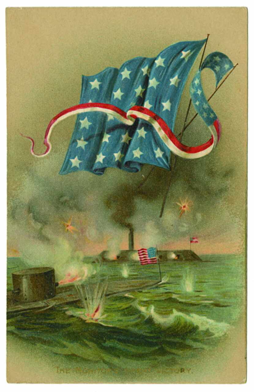 A postcard from the early 1900s celebrates the Monitor and the Merrimack. From Iron Dawn, by...