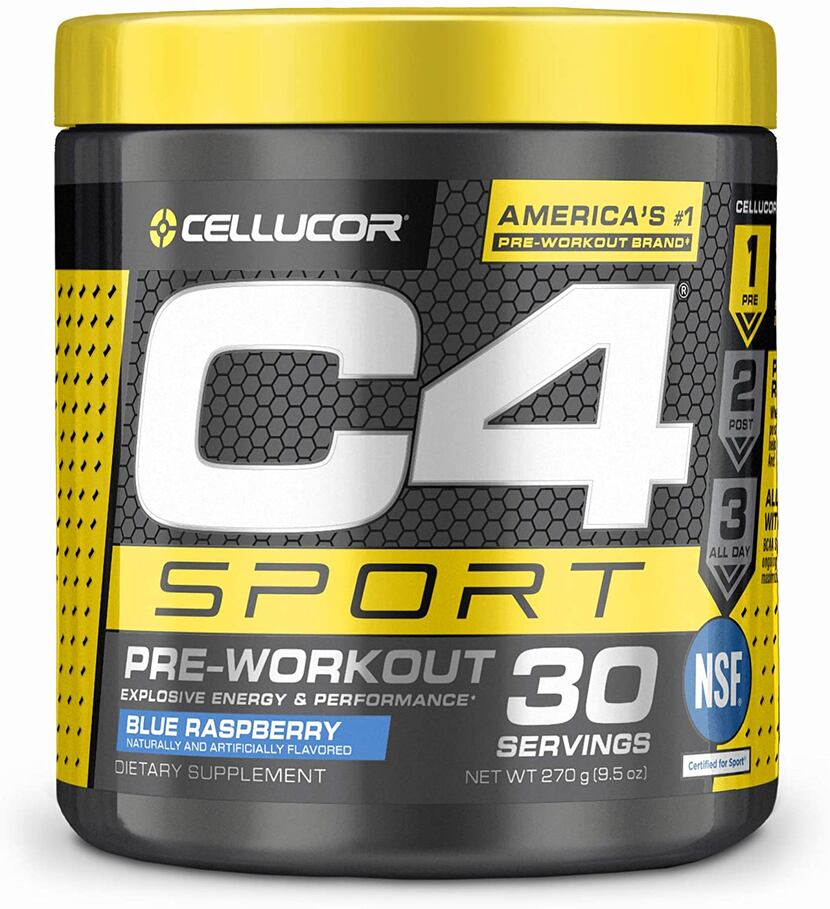 C4 Sport yellow and grey product label