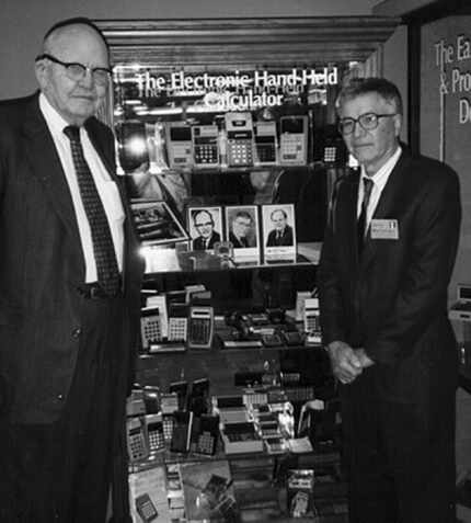 This 1997 photo shows Jack Kilby and Jerry Merryman, right, at the American Computer Museum...