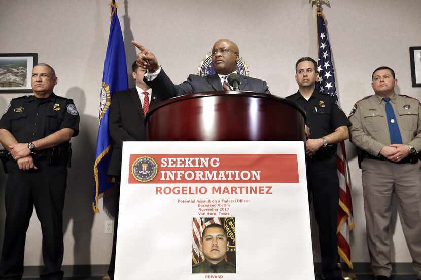 FBI Special Agent in Charge of the El Paso field office Emmerson Buie Jr. speaks during a...